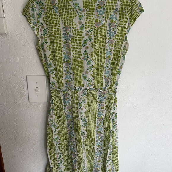 Vintage Susina Green and White Buttoned Tie Front Midi Dress - Picture 7 of 9